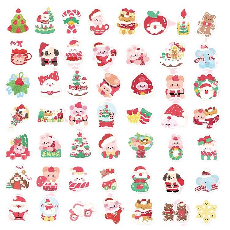 100PCS Cute Christmas Animals Graffiti Stickers DIY Kids Toys Gift Scrapbooking Stationery Album Funny Sticker Decal Decoration