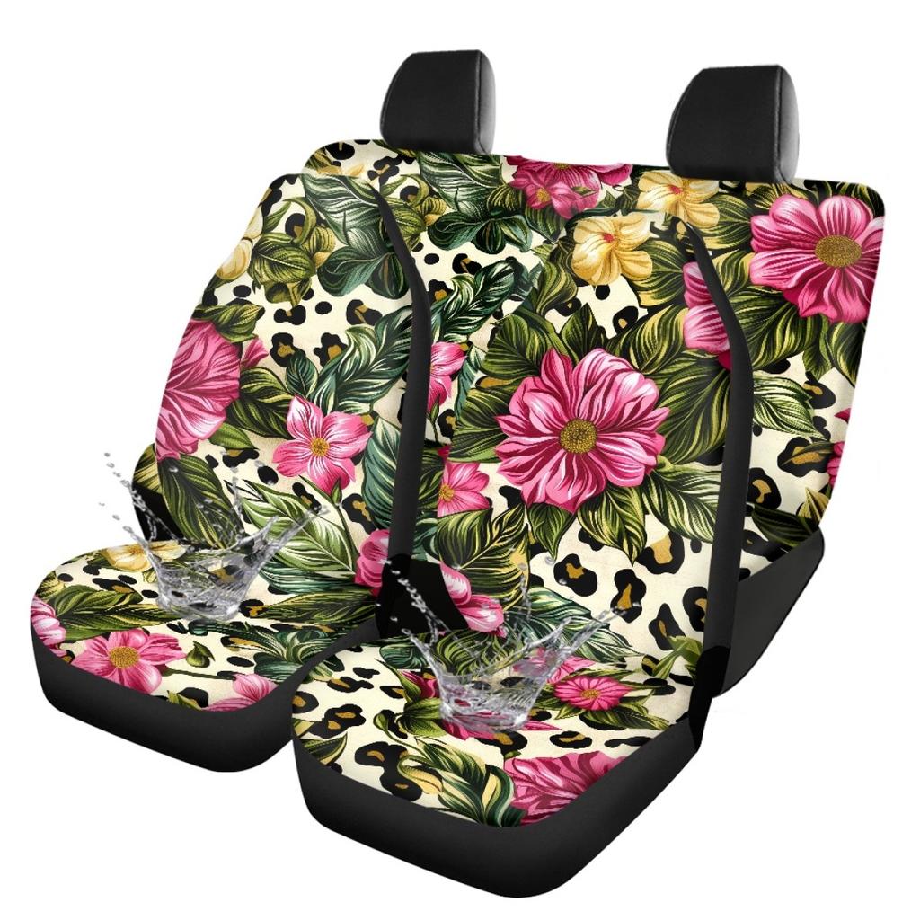Car Seat Covers Waterproof Digital Abstract Print Airbag Compatible Front Rear Seat Cushions Full Set Non-Slip for 5-Seat Cars SUVs