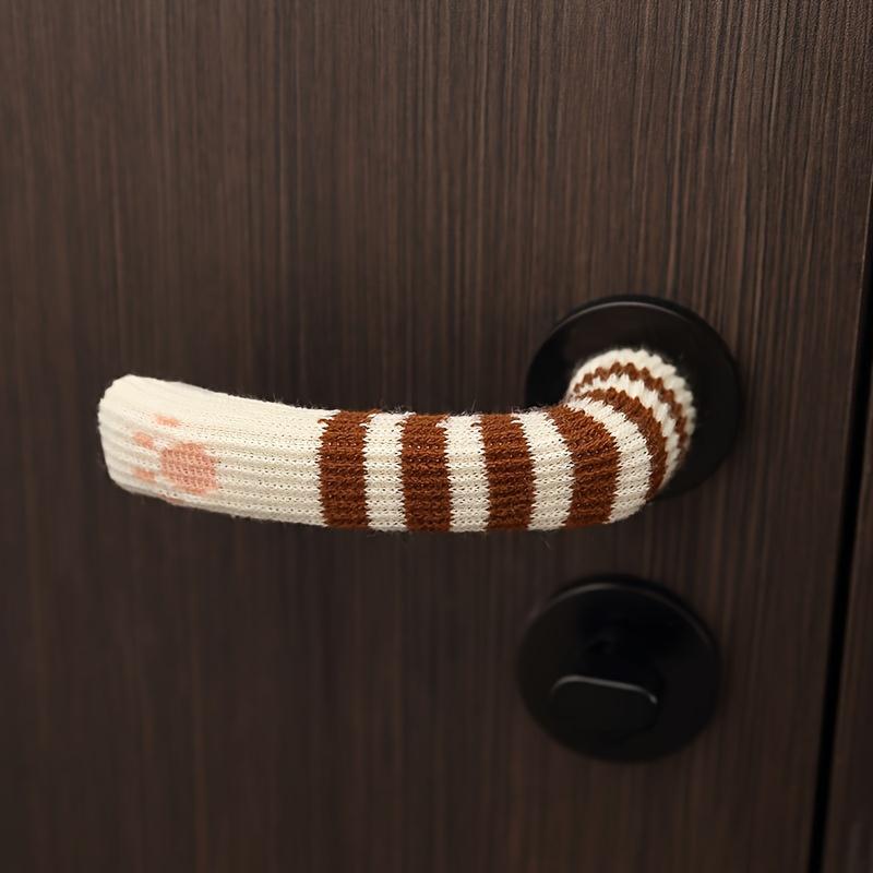 3pcs Thickened Door Handle Covers Cute Plush Fabric Secure Non-Detachable Anti-Collision Door Stops Easy Installation for Entrance Doors Bedroom Doors