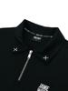 Jeimiweseuteu Half-Zip Jersey Point Collar T-Shirt (Black)