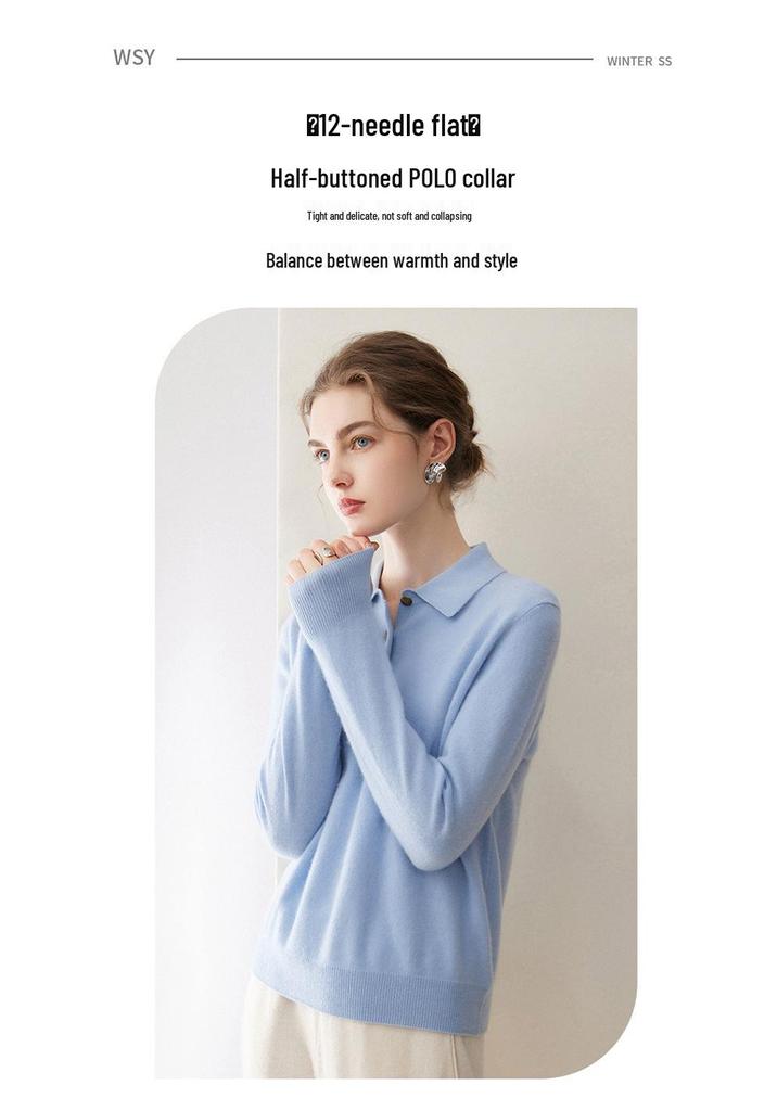 Kang Sai Ni Pure Cashmere Women's Polo Neck Pullover - 2026 Autumn/Winter Commuter Base Layer