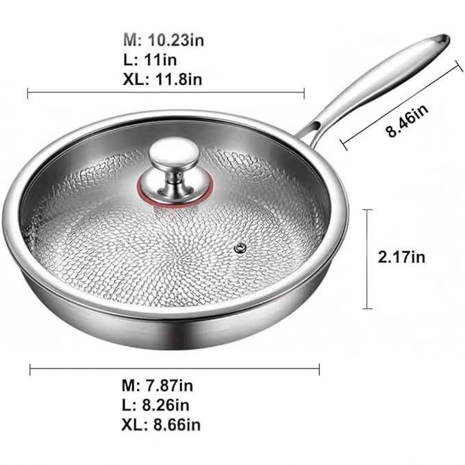 Padella Piatta in Titanio: Non rivestito, Antiaderente, Rimovibile, Compatibile con fornelli a gas, Realizzato in lega di titanio. Perfetto per Bistecche e Cucina Casalinga.
