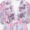 Kaslead New Women Clothes Western Style Fashion Simple Casual Chiffon Floral Dress
