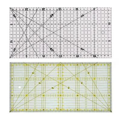 Règle de quilteuse avec lignes double couleur et quadrillage Accessoires de couture patchwork Appareil électroménager