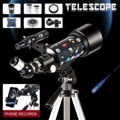 70 Mm 120X 48XAperture Refractor Astronomical Telescope Space Telescopes Monocular for Astronomy Beginners with Phone Adapter