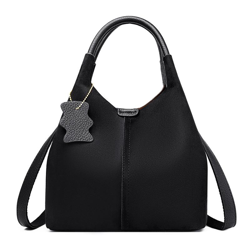 Women Faux Suede Top-Handle Bucket Bag Luxury Designer Handbag Solid Color Ladies Shoulder Crossbody Bag And Purse Commuting Sac