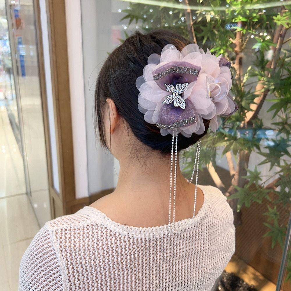 

Rhinestone Butterfly Grasping Clip Fairy Ponytail Hair Clips for Women Girls білий