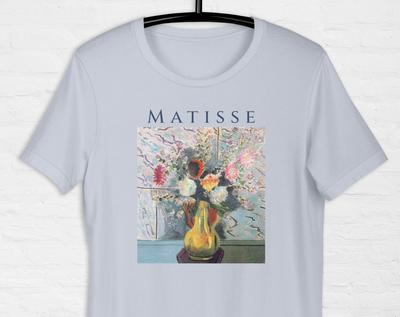 T-shirt Henri Matisse Still Life Yellow Vase with Flowers, Floral Artwork Shirt, Art Clothing Flower Drawing, Aesthetic Gift For Art Lover