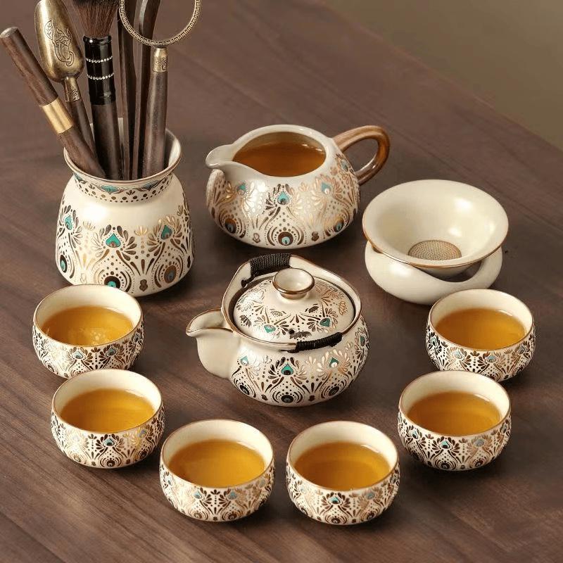 Ru Kiln Dunhuang Phoenix Feather Kung Fu Tea Set