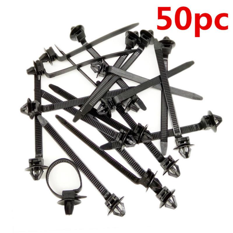 150Pcs Nylon Tie Wrap Fastening Clips +Door Panel Fastener Fixed Screw U-Type