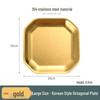 ZISIZ Korean Style 304 Stainless Steel Gold Square Snack Plate - Set of 2