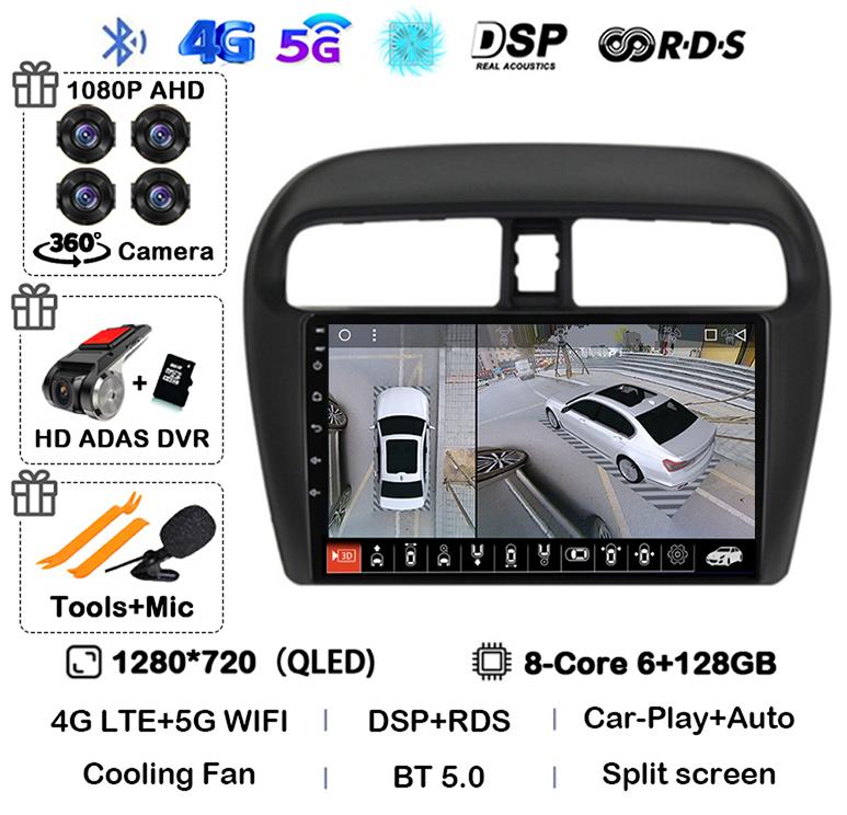 Android 14 Carplay Auto WIFI+4G For Mitsubishi Mirage Attrage 2012 - 2018 Car Radio Multimidia Video Player GPS Stereo Head Unit