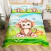 Cute Monkey Bedding Set Full Twin Cartoon Banana Stars Duvet Cover Tropical Wild Animal Fruit Comforter Cover Yellow Quilt Cover