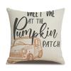 Thanksgiving Linen Pillowcase Autumn Pumpkin Print Pillow Cushion Cover