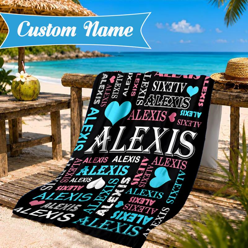 Custom Name Butterfly Art Beach Towel Microfiber Beach Towel, Lightweight and Quick-Dry, for Summer Travel, Swimming Pool Gift