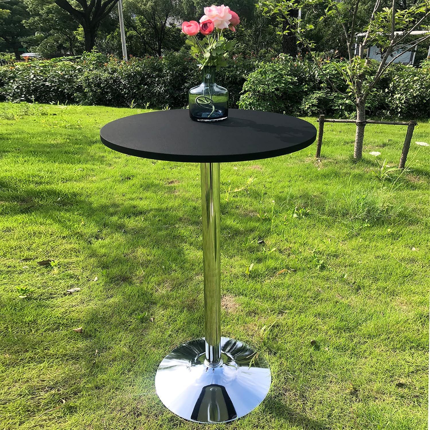 Набор из 2 штук Натягиваемая Черная Круглая Скатерть 24 дюйма Накидка для Коктейльного Столика Эластичная Растягивающаяся Скатерть для Складного Барного Столика