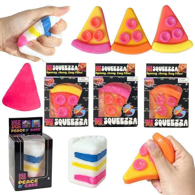 Needoh Peace Cake Pizza Slice Decompress Fidget Toy Squeeze Soft Squishy For Adhd Anti-Stress Anxiety Relief Sensory Toy Gift