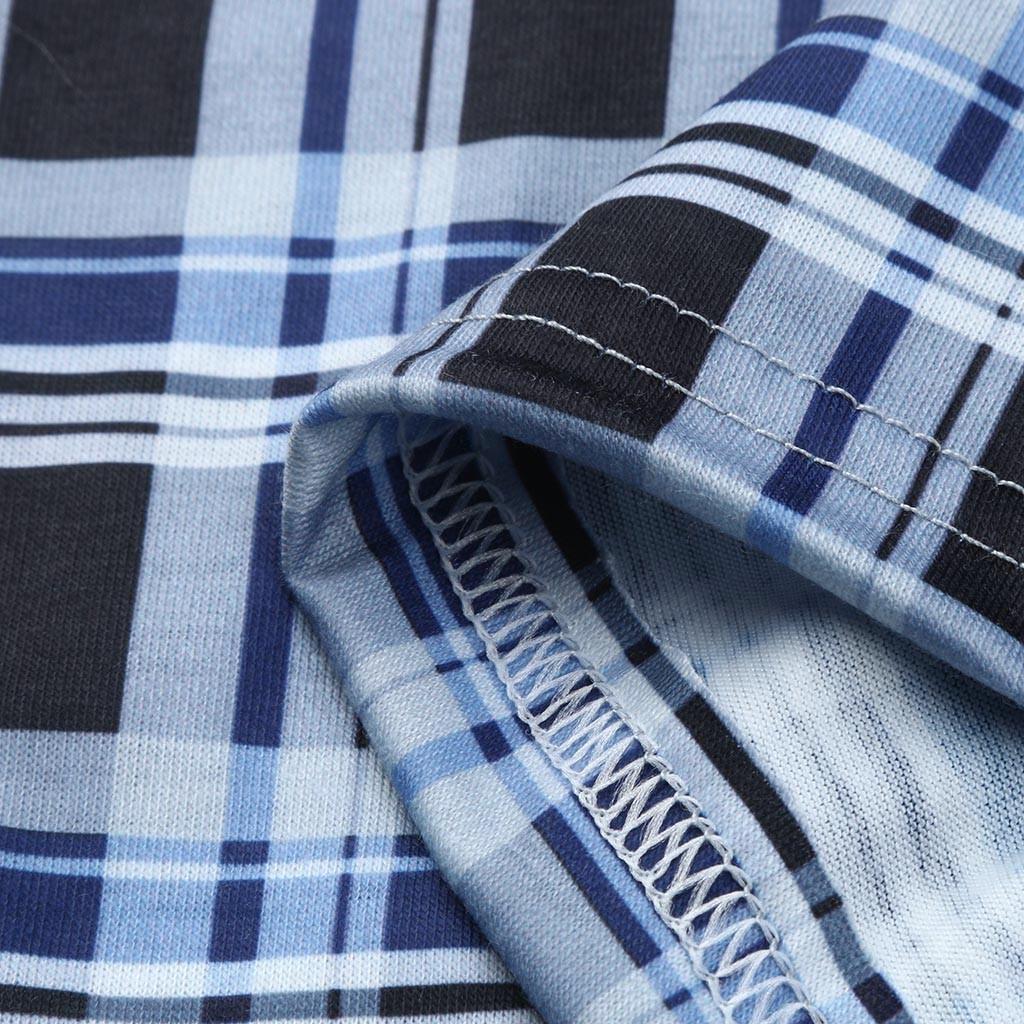 Men's Fashion Summer Casual Plaid Printing Drawstring Long Pajamas Pants Trouser