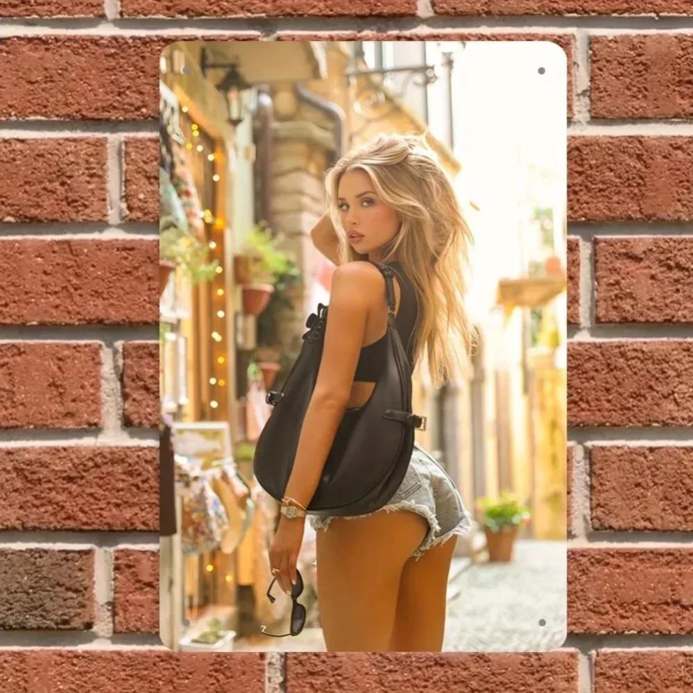 

Vintage Metal Art 12x8 Inch Sexy Model Wall Decor Home Gift 20x30cm білий