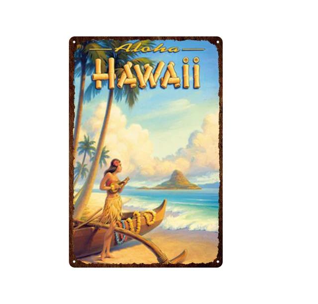 Morocco Hawaii Africa Sunset Scenery Metal Sign Vintage Travel Poster Hot Sale Wall Art Decoration Retro Iron Painting Tin Pl
