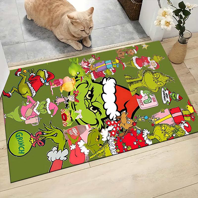 Tappeto Tappetino Celebrazione di Natale Grinch Morbido Lavabile Antiscivolo Casa Soggiorno Tappetini Divano Tappeto di Natale Personalizzato