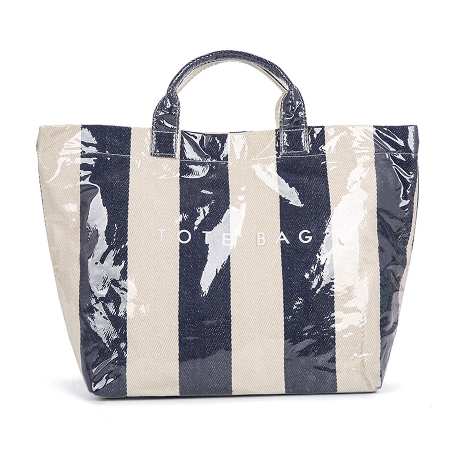 

Ladies Fashion Striped Large Capacity Handbag One Size синий