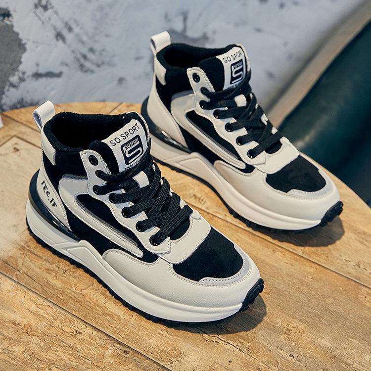 

Женские высокие кроссовки из натуральной кожи белого цвета, весна/лето 2025 г. — повседневная спортивная обувь в корейском стиле 38