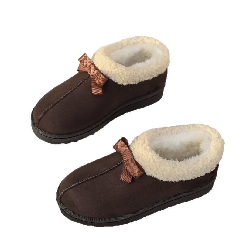 Neue Baumwollschuhe in Übergröße für Damen, Fleece-warme Flip-Top-Schneestiefel mit runder Zehenpartie