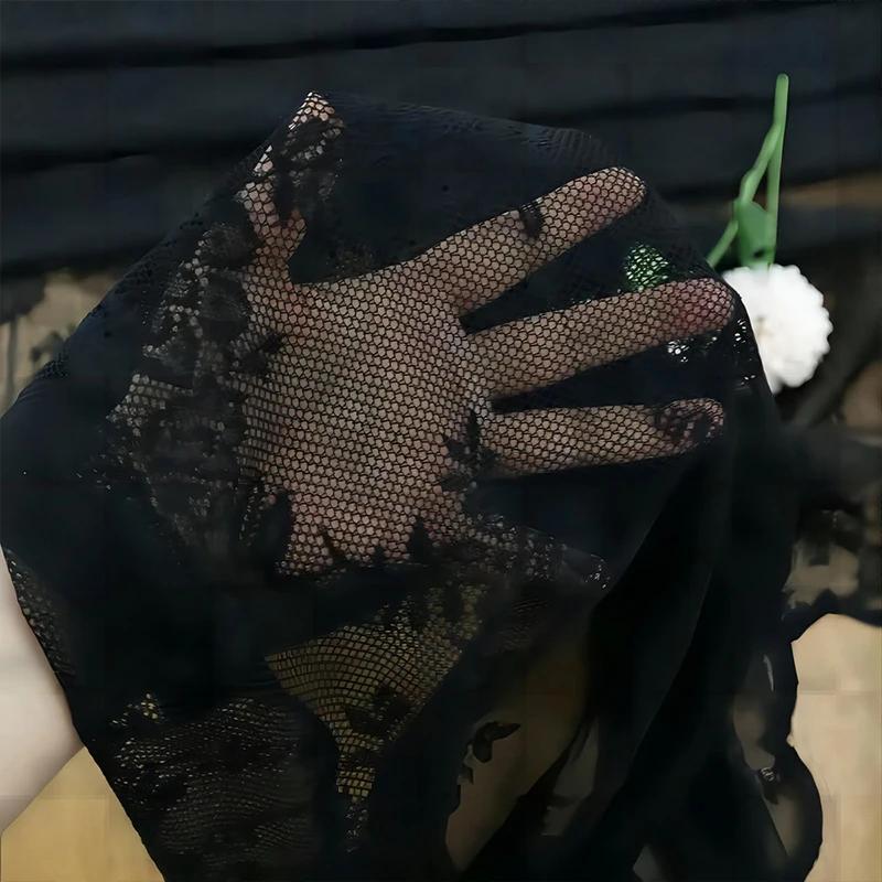 1pc Floral Embroidery Lace Curtain Vintage Flower Tulle Ruffle Sheer Curtain Panel Sweet Romantic Bedroom Window Decor Drapes