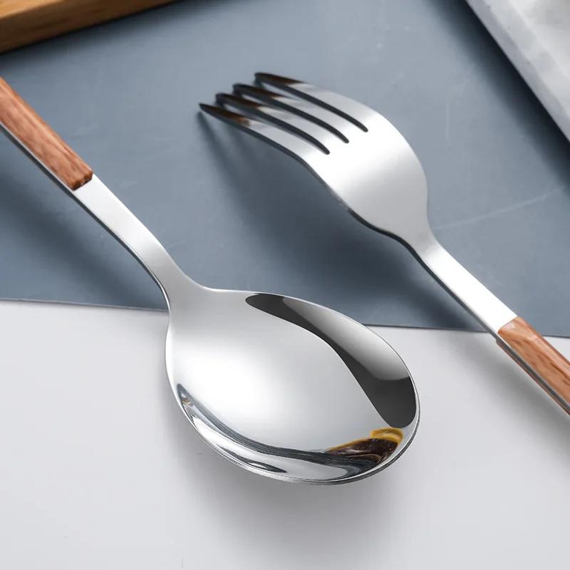 Stainless Steel Dinnerware Sets Steak Knife/fork/spoon with Wooden Handle Tableware Cutlury Set Kichen Accessories