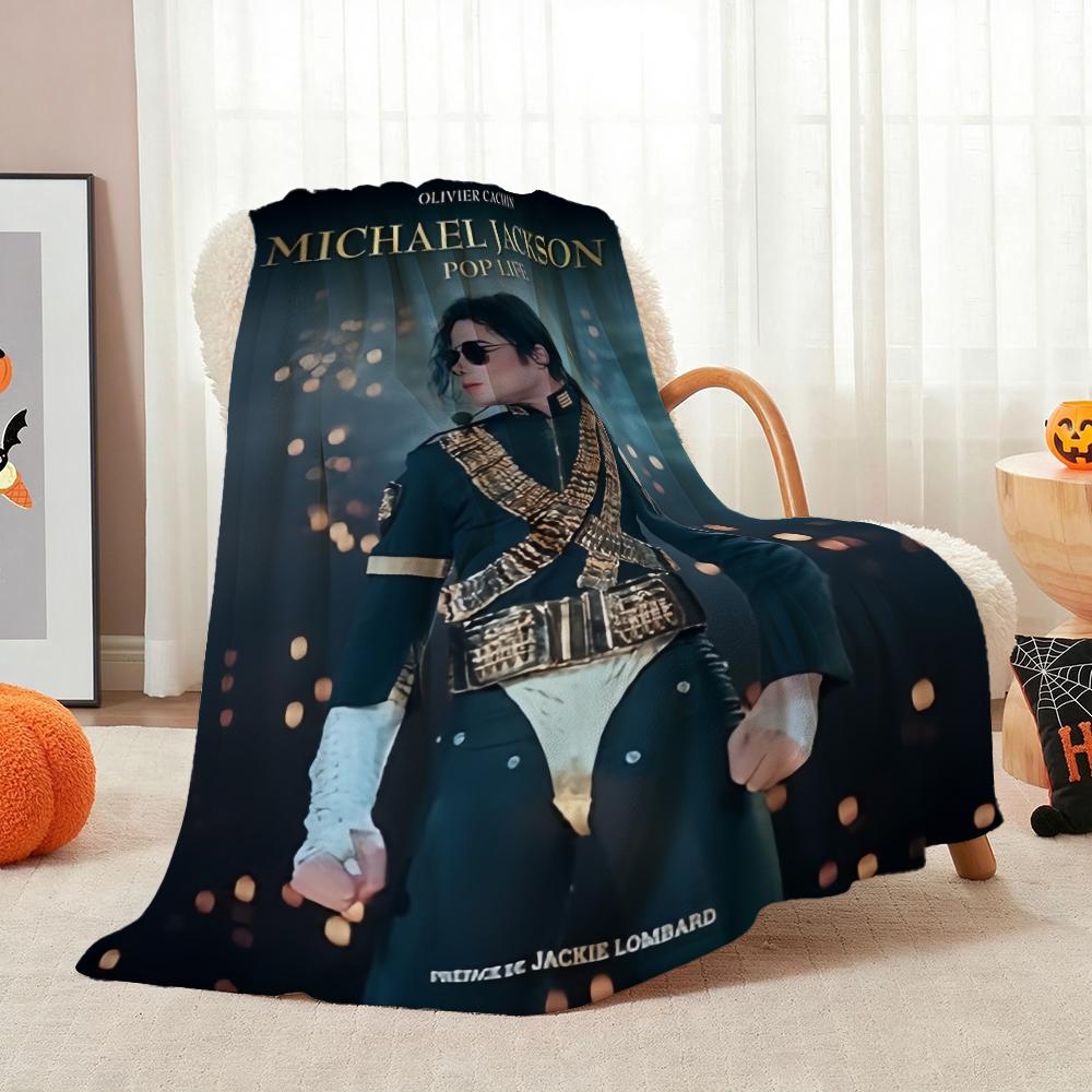 Michael Jackson Pop Theme Printed Blanket Warm Comfortable Fleece Blanket For Camping Travel Home Decor Holiday Gift
