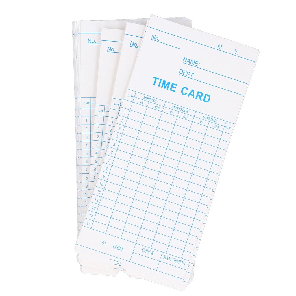 100 Pcs Time Card 7.09x3.27in Dual Sided Microcomputer Attendance Machine Card Employee Time Sheet for Company
