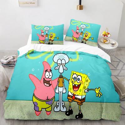 Cartoon Anime SpongeBobed Bedding Set 3D Printed Patricks Squidwards Quilt Duvet Cover Pillowcase Bed Set Full Queen King Size