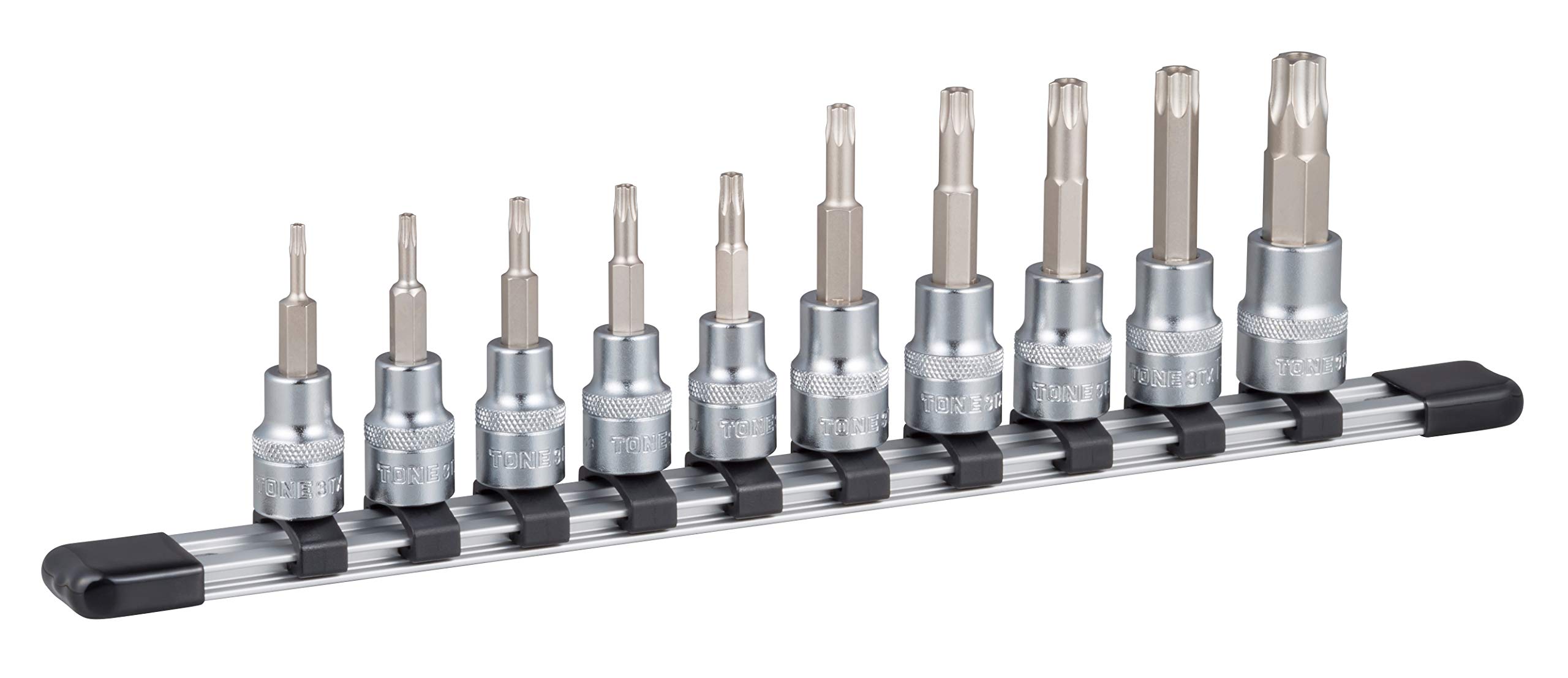 

TONE Torx Socket Set with 10 Pieces (Tamper-Resistant Holder) HTX310H, 9.5mm (3/8 ) Drive,
