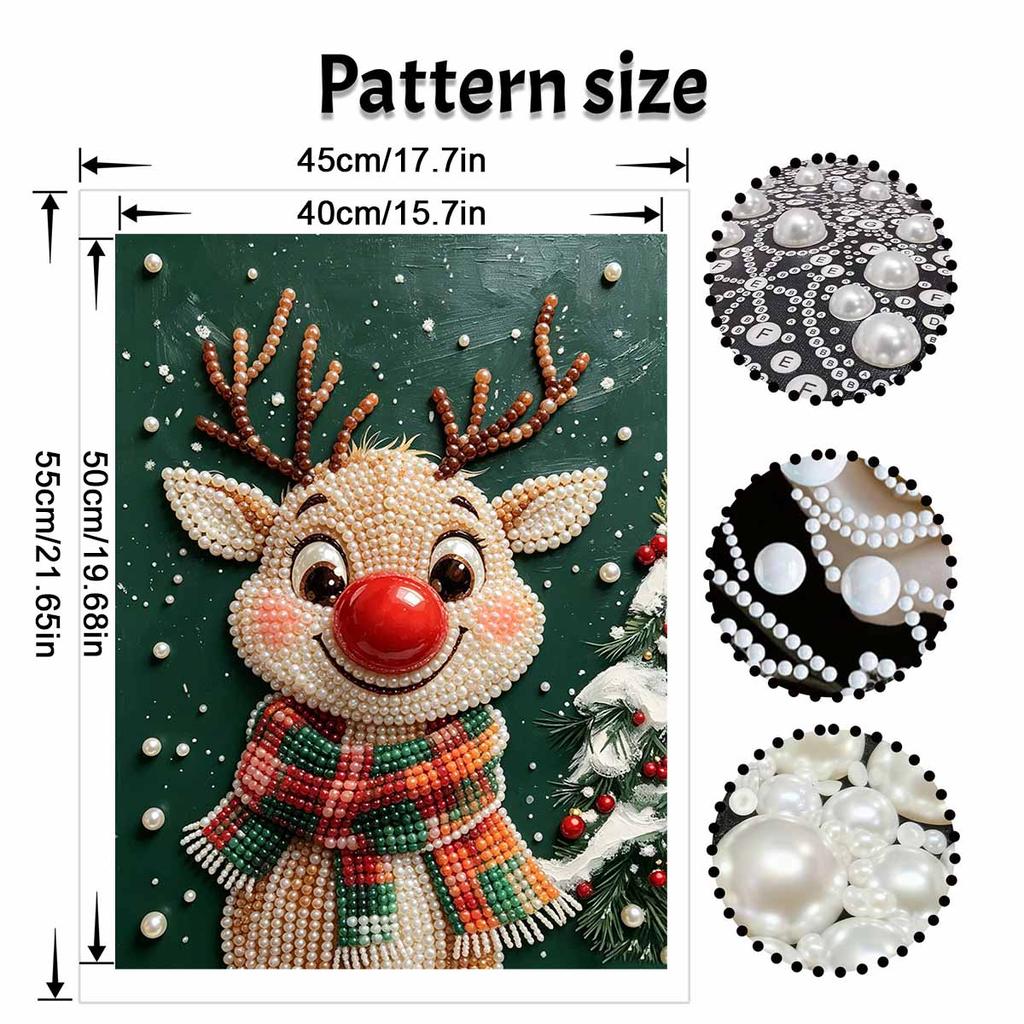 Frameless Pearl Painting Kit Christmas Reindeer Aesthetic Wall Art DIY Sparkling Bead Canvas Room Decor Creative Craft