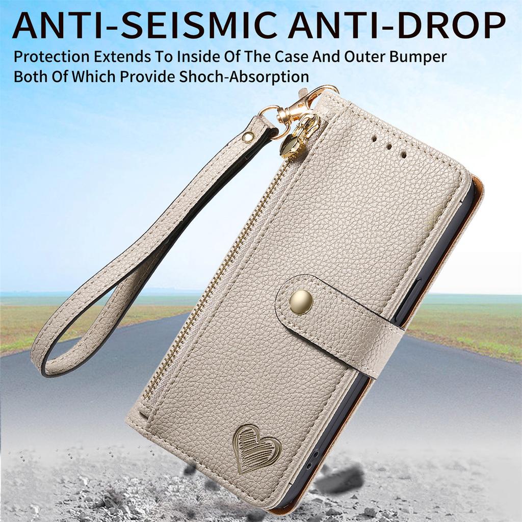 For Xiaomi 14T Pro Case RFID Blocking Zipper Pocket Leather Wallet Phone Cover with Strap