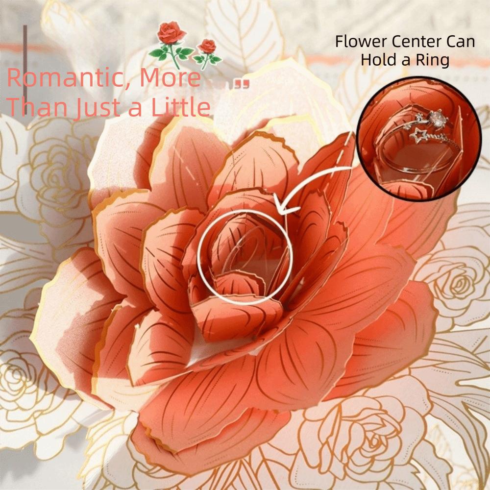 Paper Sculpture 3D Flower Greeting Card Romantic Romantic Wedding Card  For Family Friends