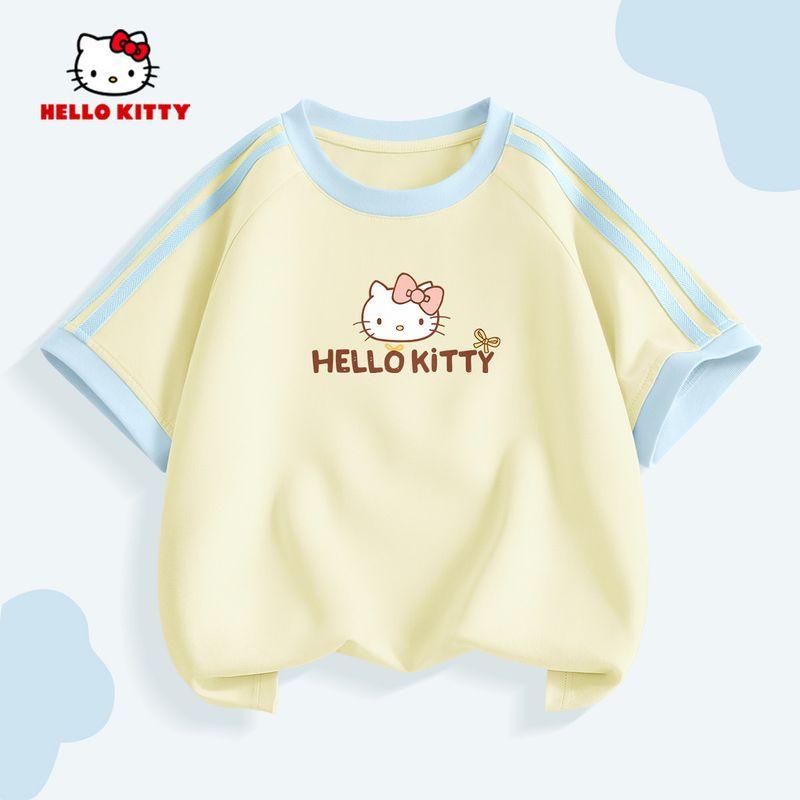 Hello Kitty Girls' Short-Sleeved T-Shirt Summer 2026 New Kidsren's Pink Bottoming Shirt Sweet Girl's Top