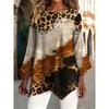 Printing Fashion New Product Large Size Round Neck Leopard Print Pattern Printing, Printing Casual and Comfortable Cross Hem Asymmetrical