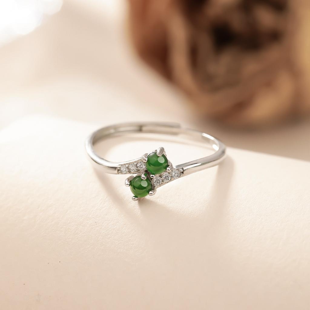 Anello giada naturale materiale pericoloso anello design vivo intarsiato argento sterling s925 anello verde semplice e semplice gioiello quotidiano regalo