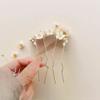 1Pcs Elegant Pearl Flower Hair Combs Pins French Retro Bun Hair Accessories Women Daily U-shaped Hairpin Female Alloy Hair Clasp
