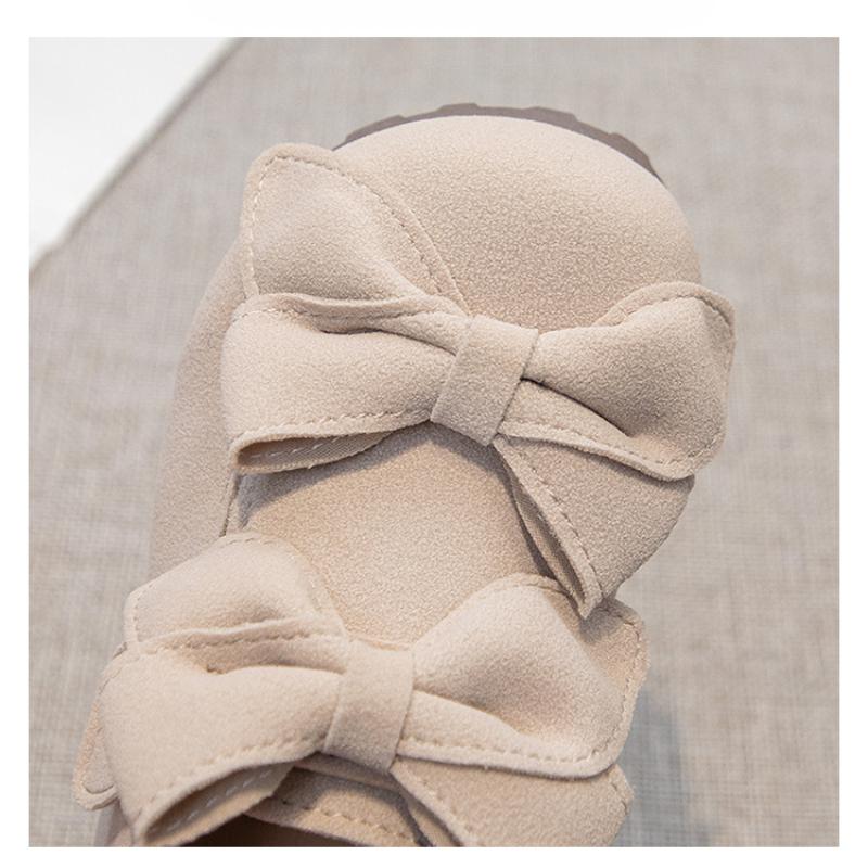 Korean Style Double Bow Princess Shoes Autumn New Style Girls Soft Bottom Non-slip Leather Shoes