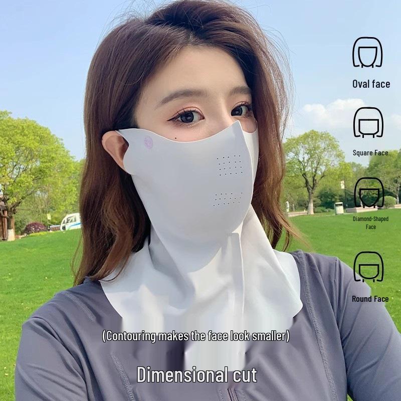 Summer Ice Silk Half Face Mask: Breathable, 3D-Stereo Design for Sun and UV Protection, Slimming Effect.