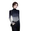 Korean Style Gradient Color High-Neck Slimming Base Layer Top for Women - Chic and Versatile Autumn/Winter Fashion