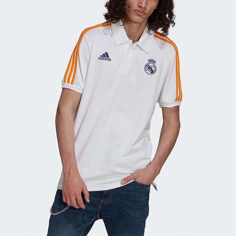 Adidas Real Madrid Season 21-22 Casual Football Short-Sleeve Polo Men Tops White GR4242
