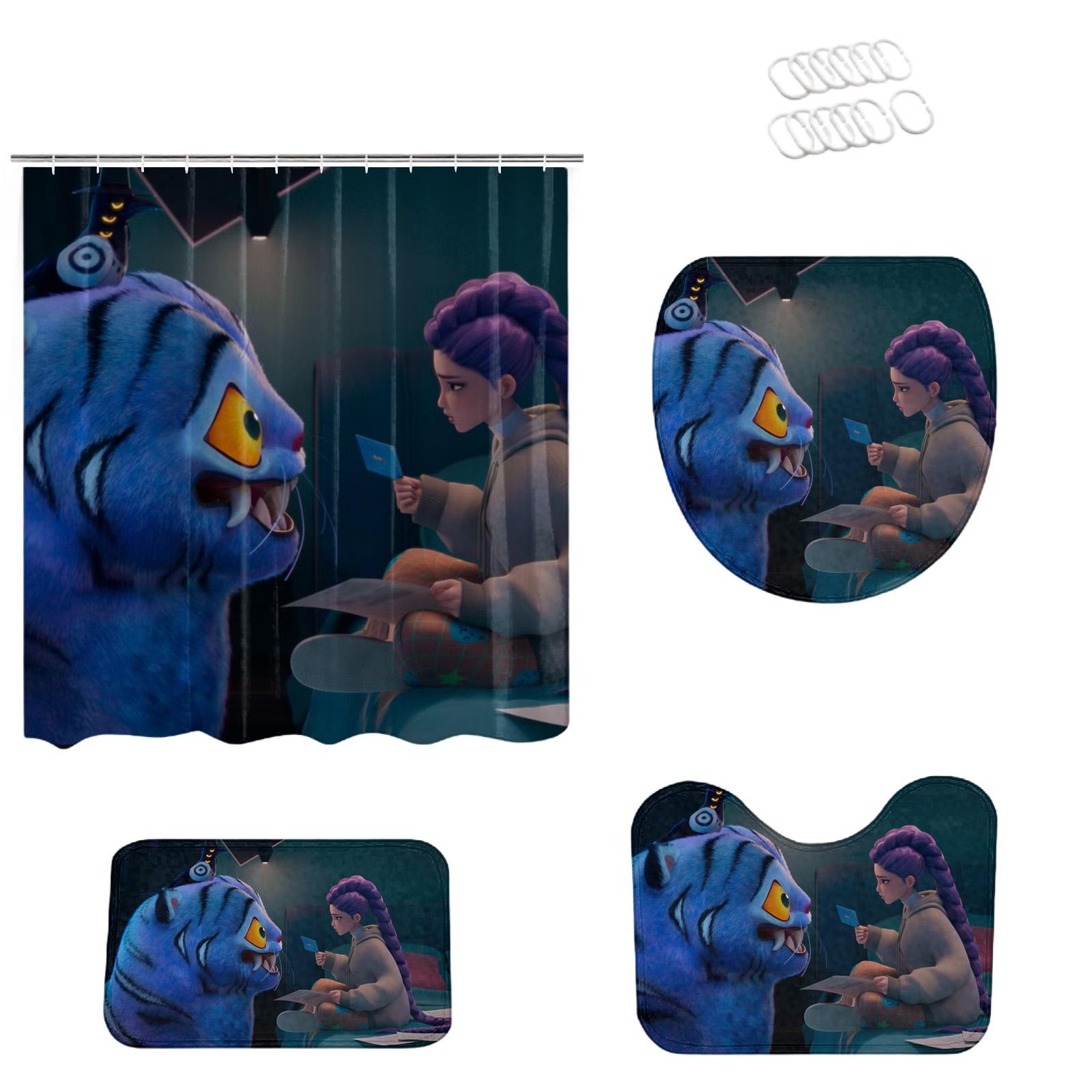 

Digital Print Polyester Waterproof Shower Curtain Set Of Four - Gothic Bathroom Decor And Matching Accessories One Size