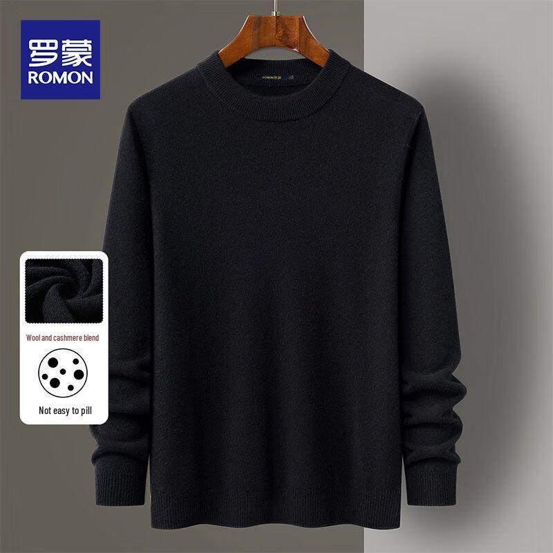 ROMON Men's Classic Thickened Wool Cashmere Pullover Sweater