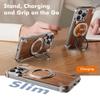 Eary Solid Wood Phone Case for iPhone 17 16 15 14 Pro Max for Magsafe 360° Rotatable Stand Magnetic Shockproof Protective Cover