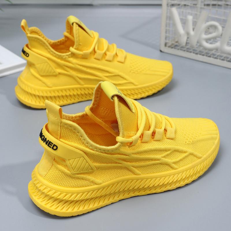 Shoes women's shoes versatile solid color casual shoes flying woven breathable sports shoes foreign trade women's shoes fitness training running shoes