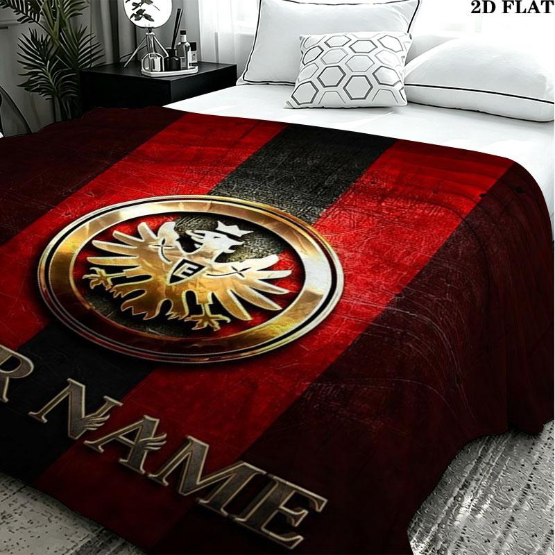 1PC Eintracht Frankfurt Custom Name Patterned Flannel Blanket Suitable For All Seasons for Home Decor Warmth and Comfort Gifts Holiday Present